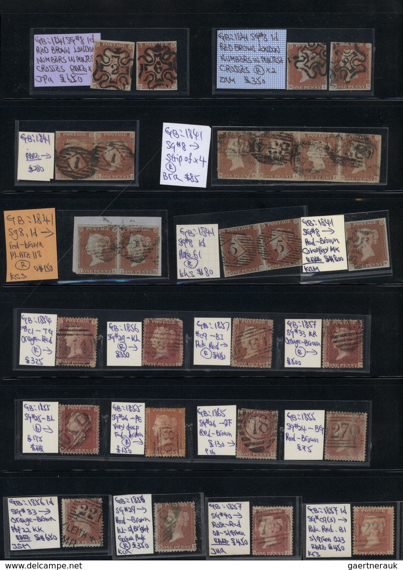 26667 Großbritannien: 1841/1870 (ca.), 1 PENNY RED IMPERF./PERF., Specialised Collection Of Apprx. 370 Sta - Autres & Non Classés