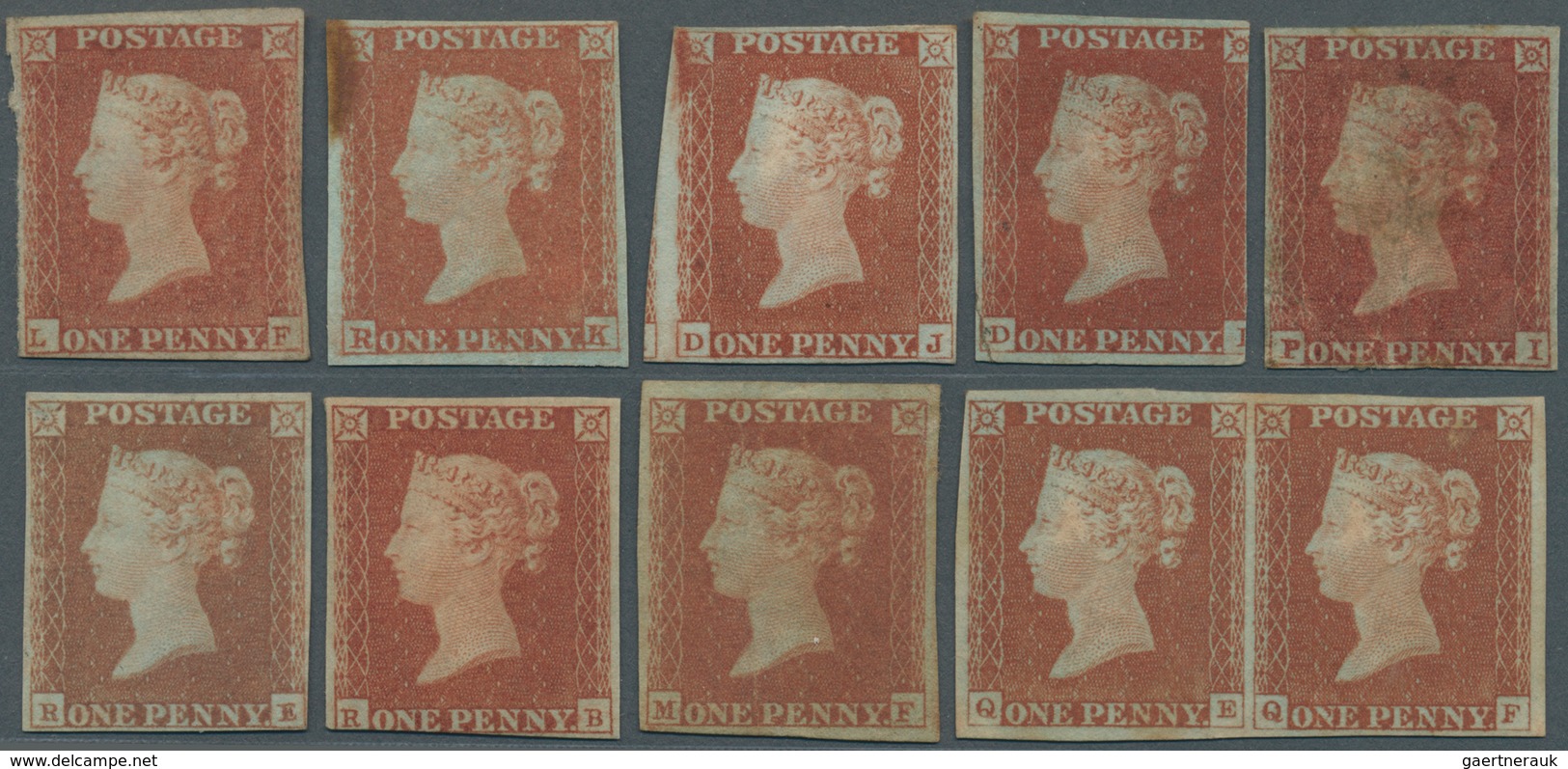 26669 Großbritannien: 1841, 1d. Red, Group Of Ten Copies Unused/unobliterated, Varied Condition With Some - Autres & Non Classés