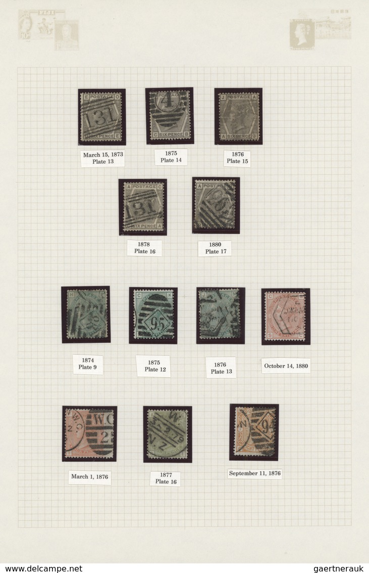 26680 Großbritannien: 1855/1882, surface-printed issues, used collection of 79 stamps, neatly arranged on