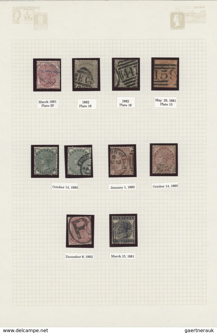 26680 Großbritannien: 1855/1882, surface-printed issues, used collection of 79 stamps, neatly arranged on