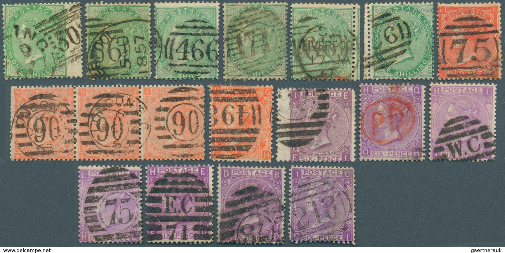 26682 Großbritannien: 1857/1880 (ca.), Used Accumulation Of Apprx. 130 QV Stamps (SG 66, 70, 72, 80, 94, 1 - Autres & Non Classés