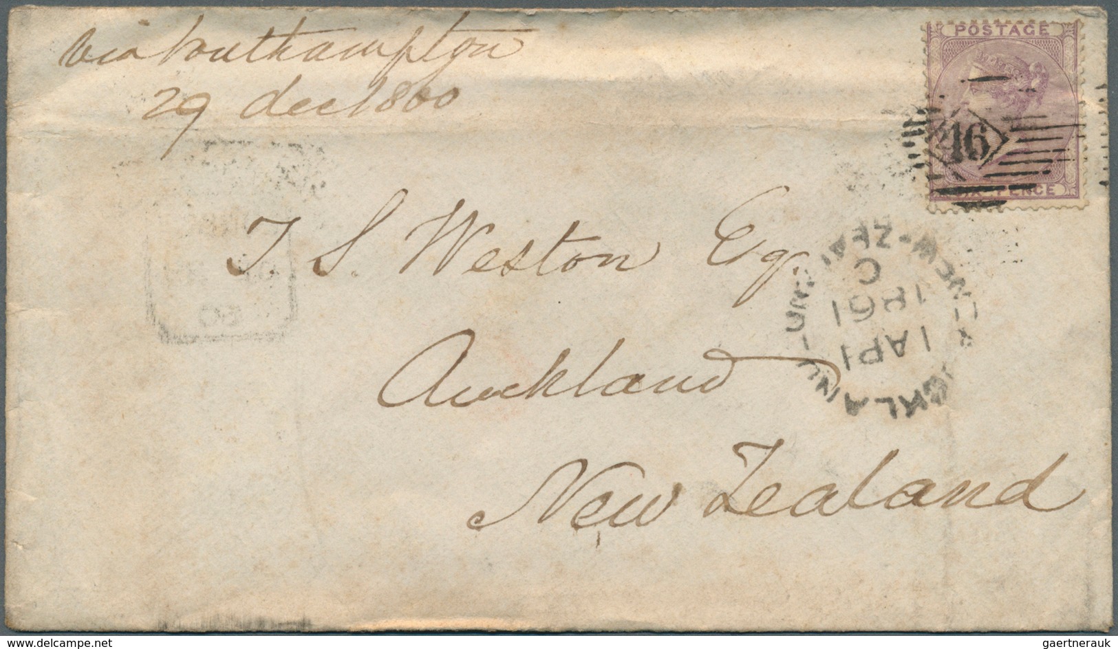 26683 Großbritannien: 1858/1862 (ca.), Unusual Lot With Eight Covers Addressed To NEW ZEALAND At 6d. Rate - Autres & Non Classés