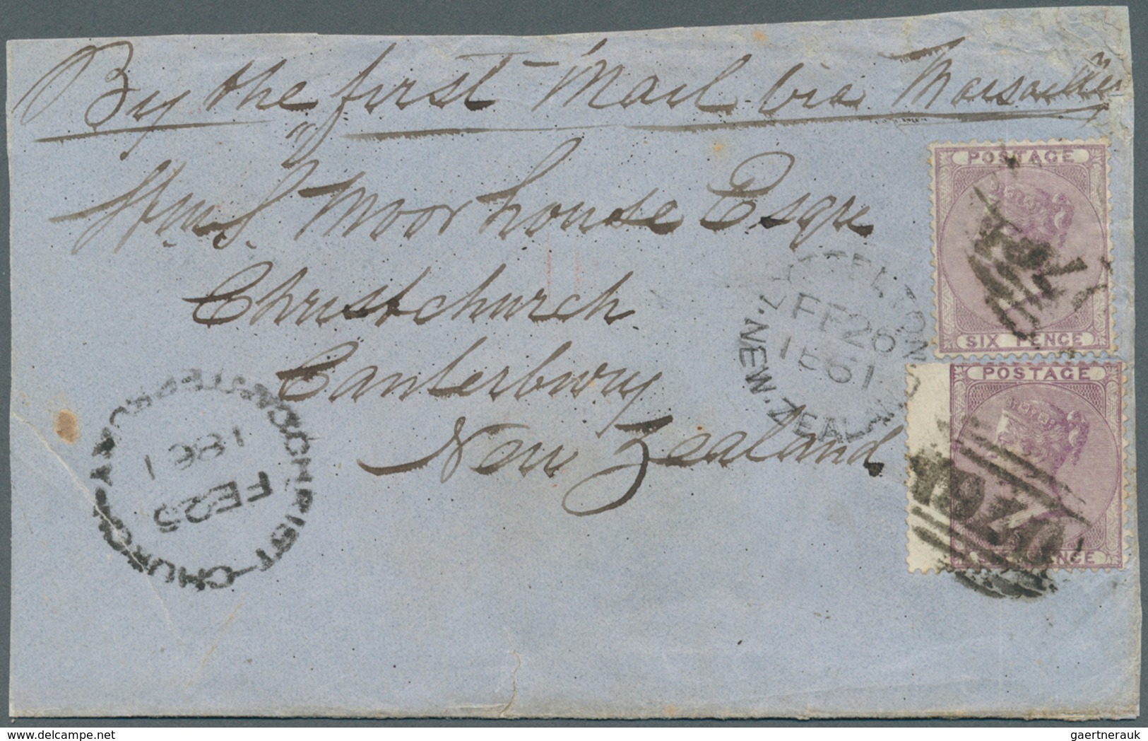 26684 Großbritannien: 1858/1862 (ca.), Unusual Lot With Eight Covers Addressed To NEW ZEALAND Mostly At 6d - Autres & Non Classés