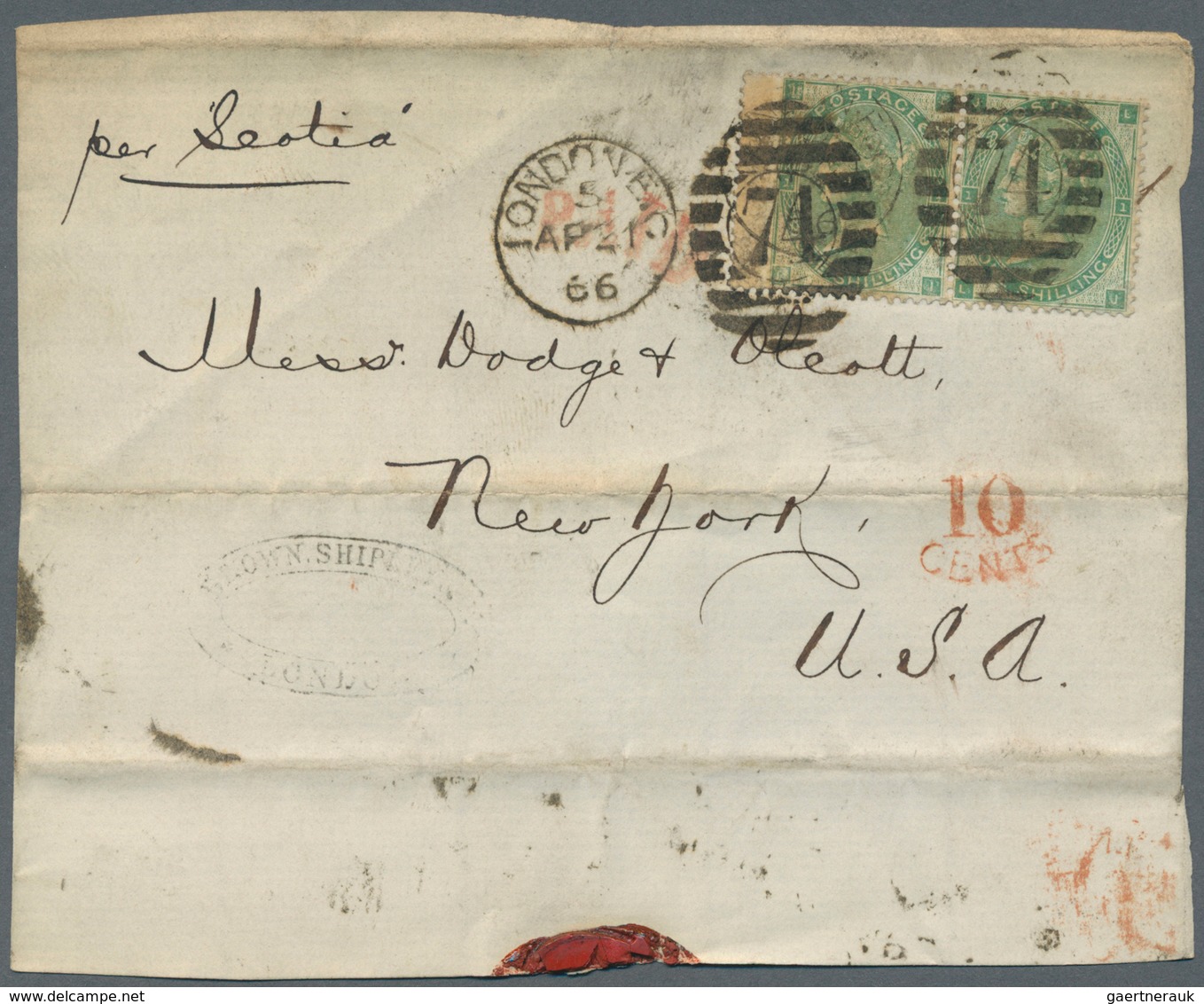 26691 Großbritannien: 1863/1866, Assortment Of 28 Fronts/large Fragments Addressed To New York, Franked Wi - Autres & Non Classés