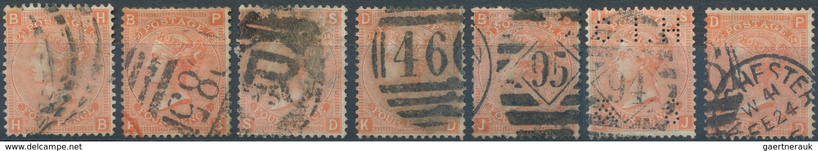 26693 Großbritannien: 1865/1935 (ca.), Used Assortment On Stockcards, Varied Condition, E.g. 16 Copies 4d. - Autres & Non Classés