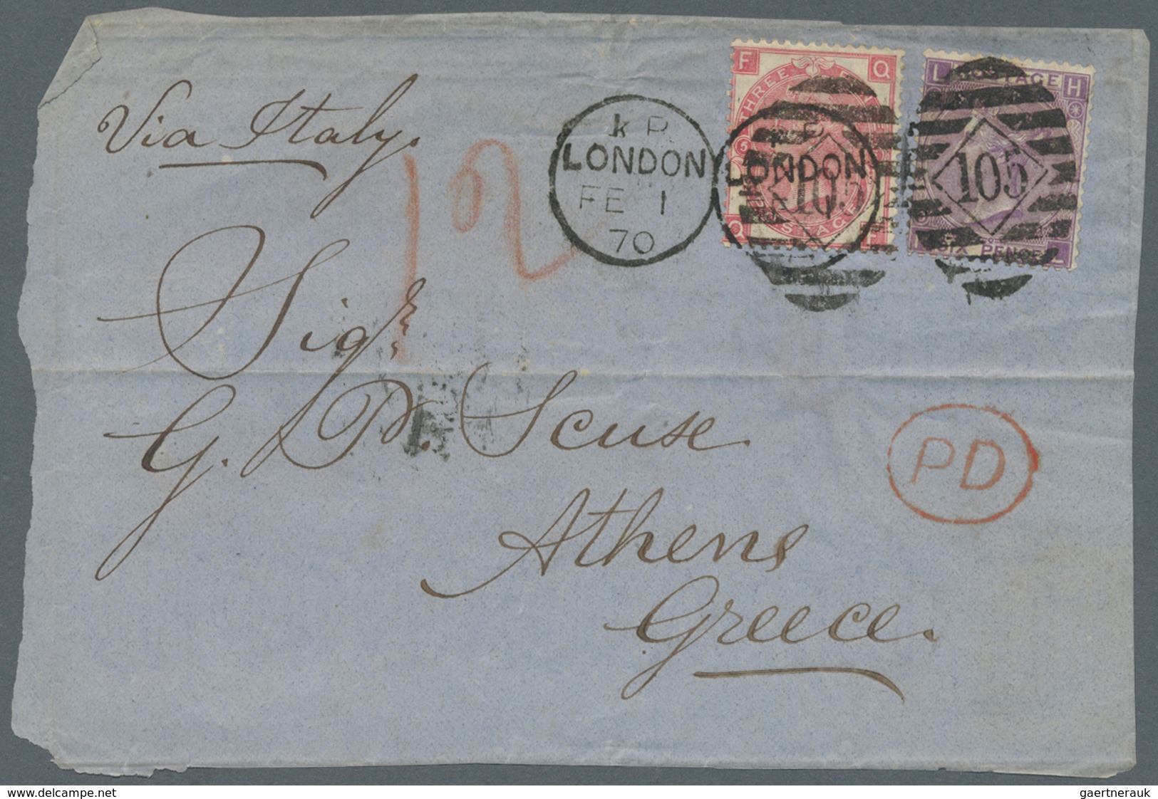 26696 Großbritannien: 1868/1871, Assortment Of 59 Fronts/large Fragments Mainly Addressed To New York, Fra - Autres & Non Classés