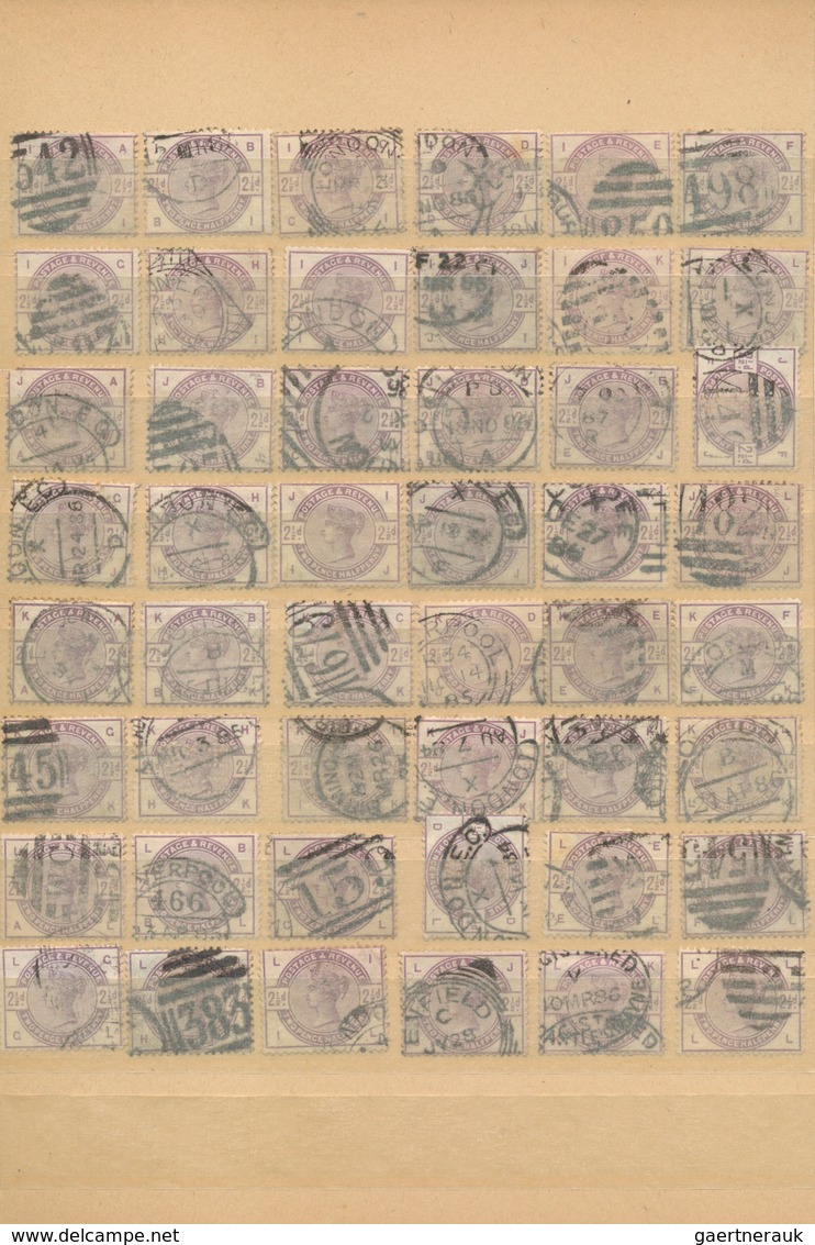 26702 Großbritannien: 1880/1884, PLATE RECONSTRUCTIONS, 1d. Venetian Red (SG 166) 190 Used Stamps And 21/2 - Autres & Non Classés