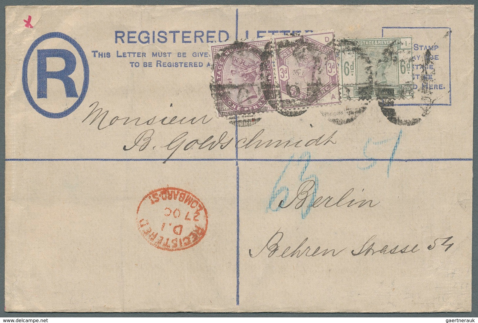 26704 Großbritannien: 1884/1898, lot of nine better covers (single lots), e.g. 4d. dull green (SG 192), th