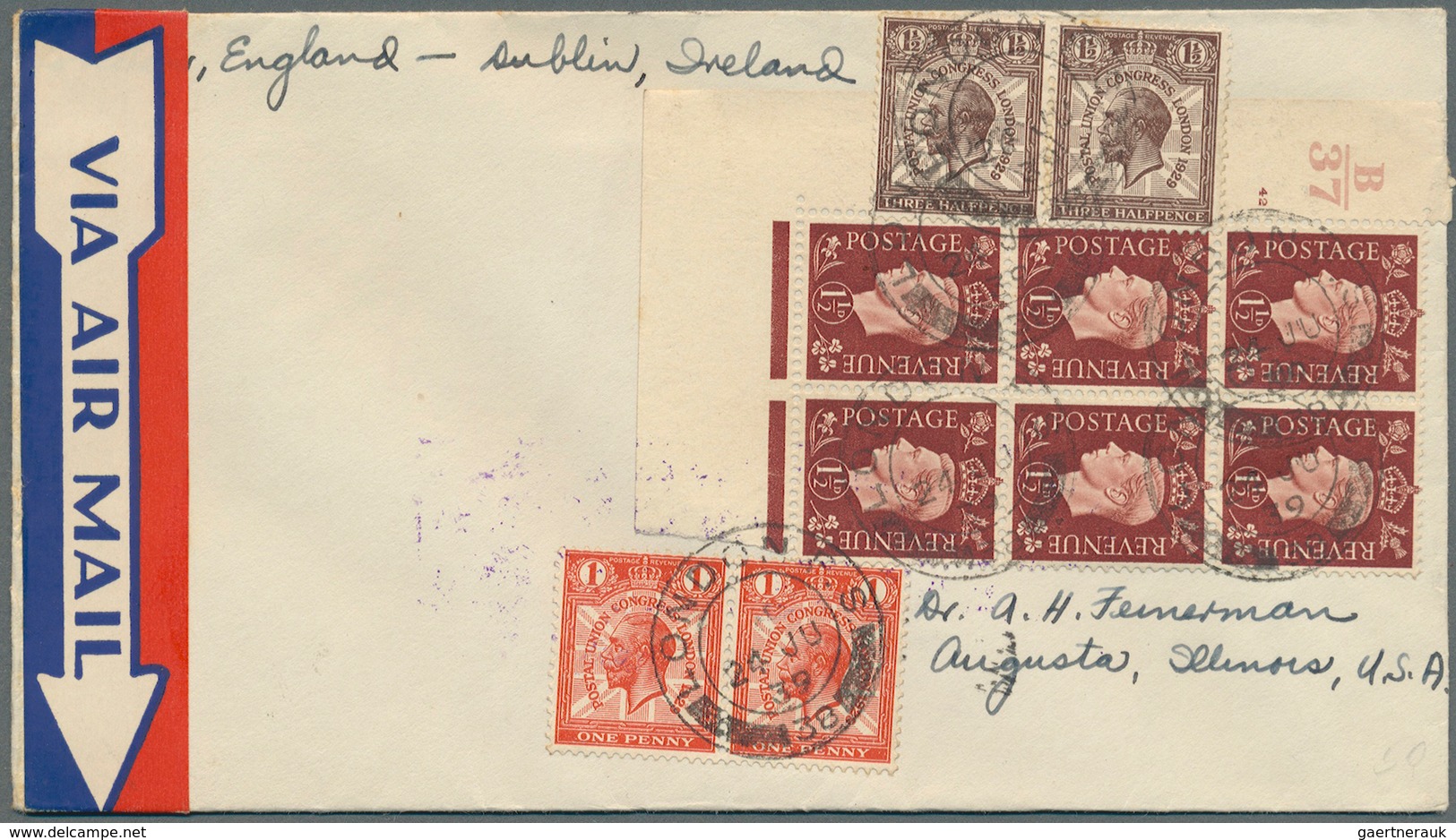 26714 Großbritannien: 1911 From, Attractive Lot Of 49 Items "AIRMAIL", First And Foremost Pre WWII Covers - Autres & Non Classés