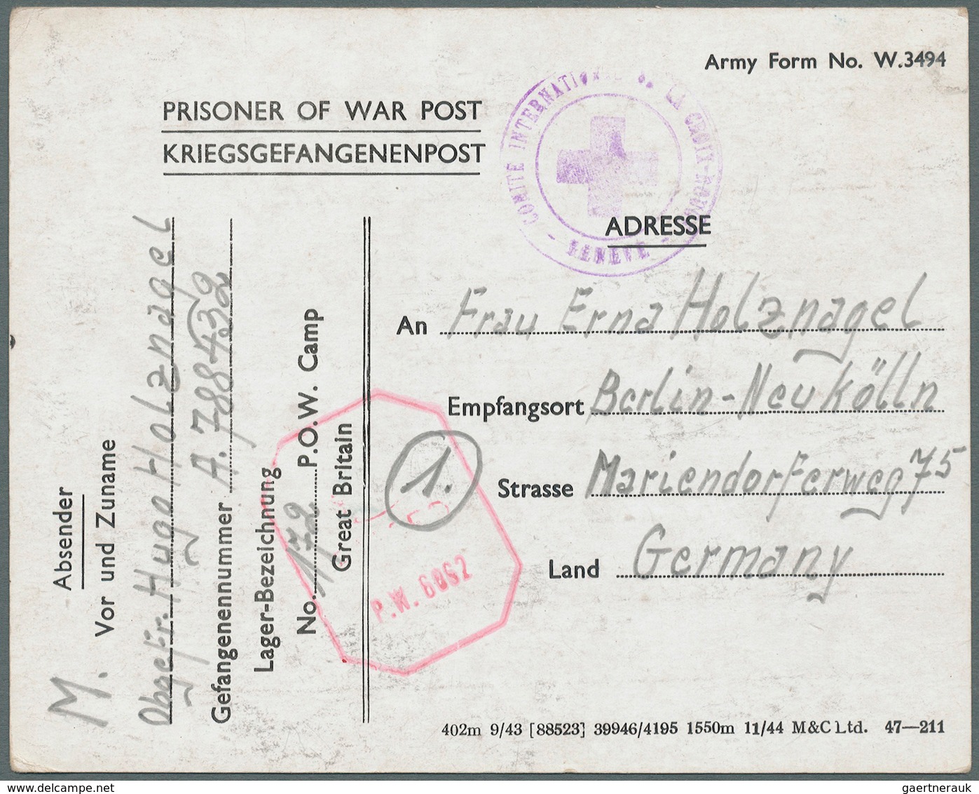 26720 Großbritannien: 1915/1945, 318 POW letters and card from WW 1 and 2 in nice variety of camps with in