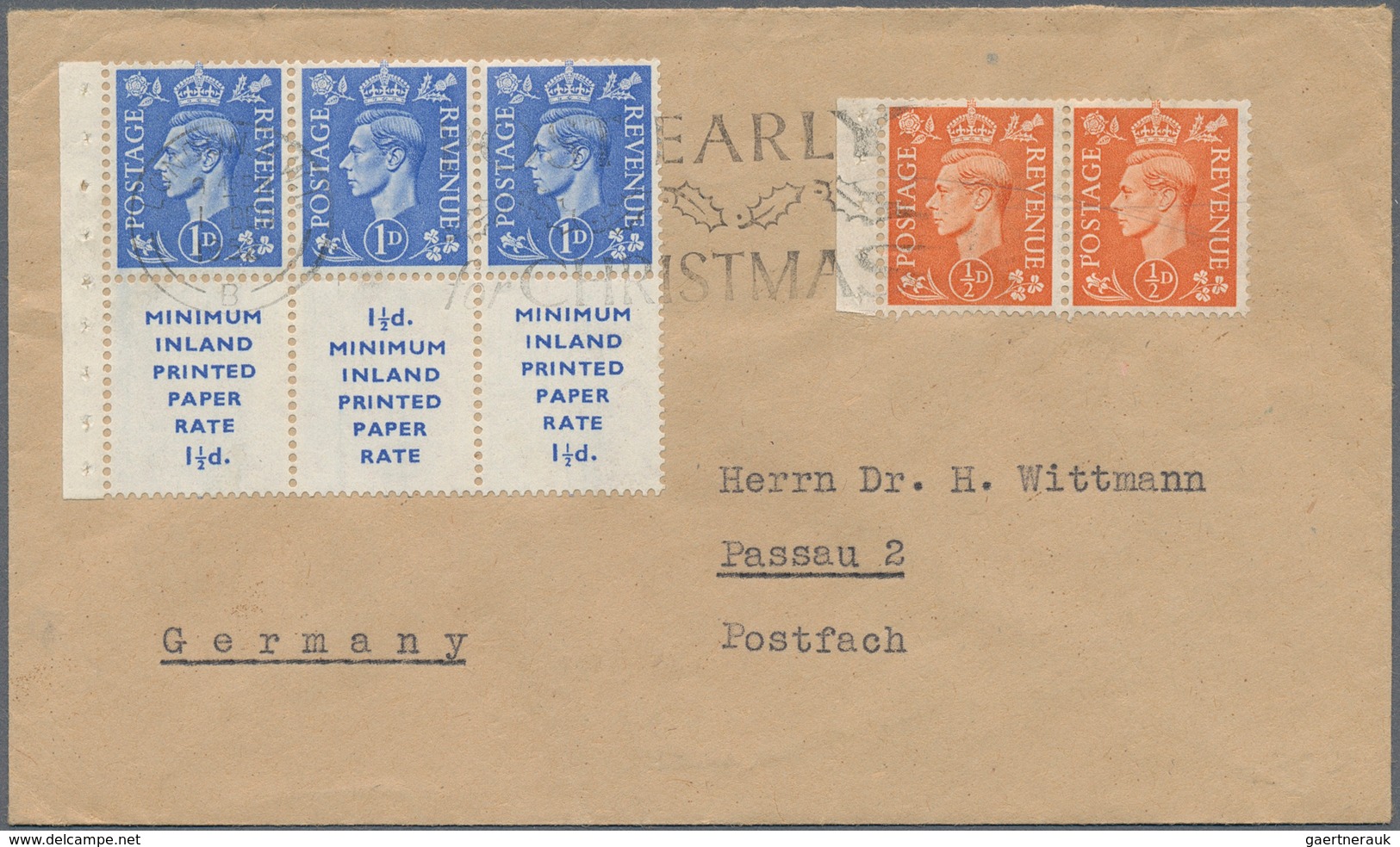 26747 Großbritannien - Zusammendrucke: 1952, KGVI, 1d. Ultramarine With Printed Label, Mainly U/m Assortme - Autres & Non Classés