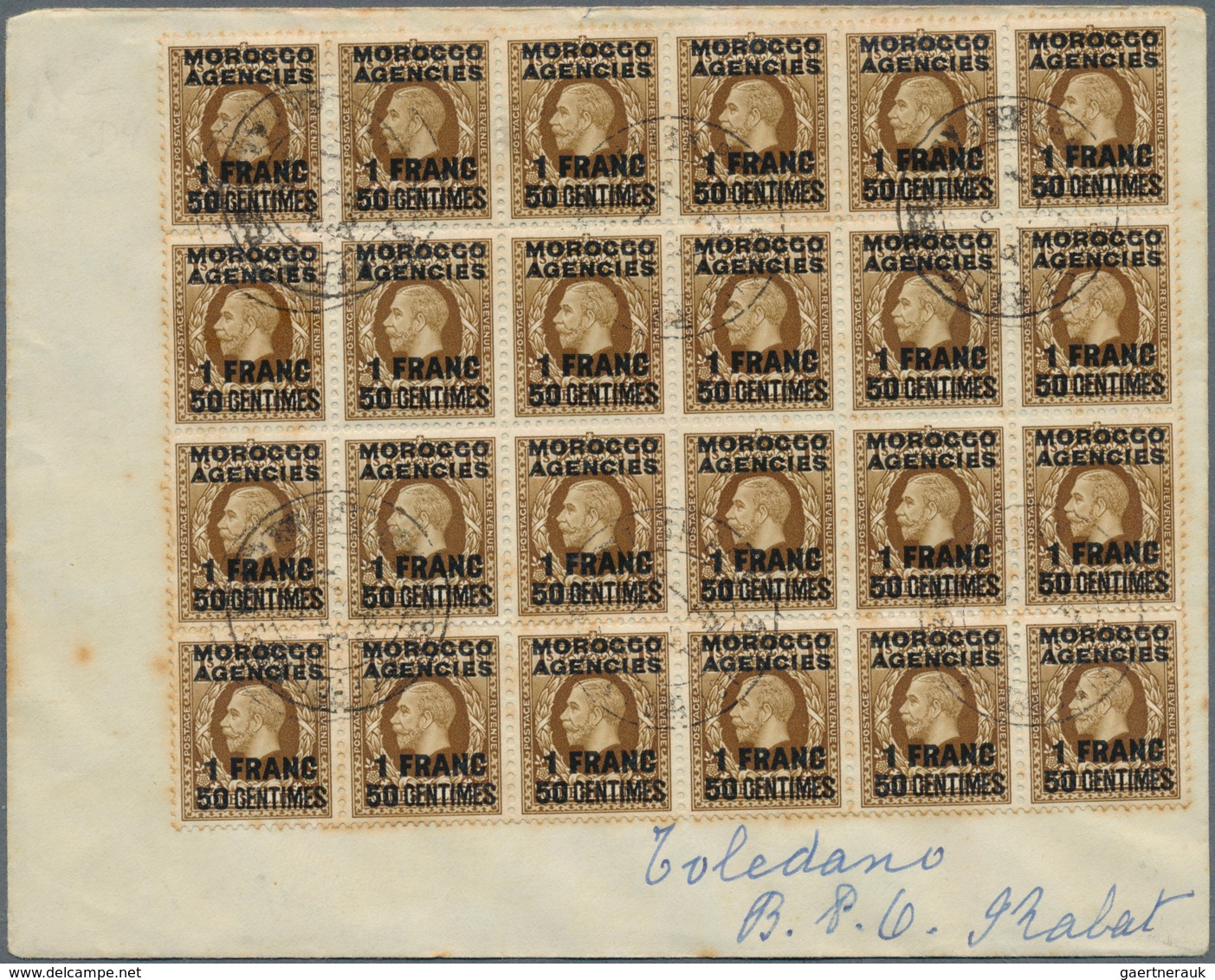 26778 Britische Post In Marokko: 1921/1953 Ca., Group Of 7 Covers Comprising Registered Mail From Casablan - Autres & Non Classés