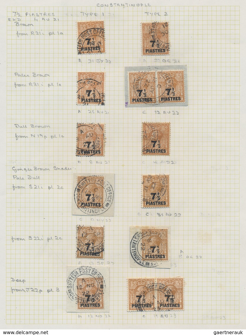 26781 Britische Post In Der Türkei: 1921/22: Sepcialised Collection Of Shades And Cancelations, Written-up - Altri & Non Classificati