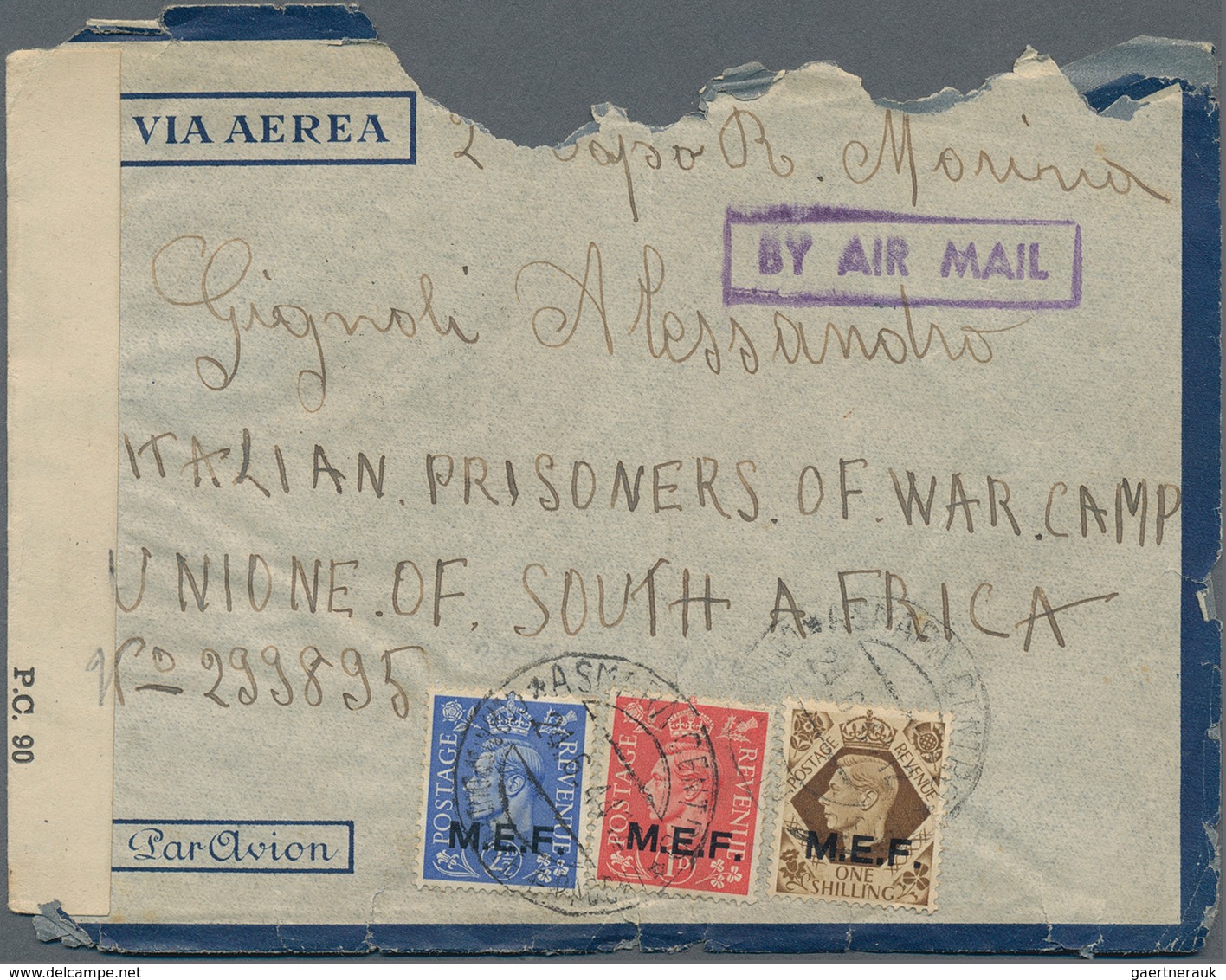 26784 Britische Militärpost II. WK: 1944/1945, Group Of 4 Airmail Covers, Each Franked With 1 D, 2 1/2 D A - Sonstige & Ohne Zuordnung