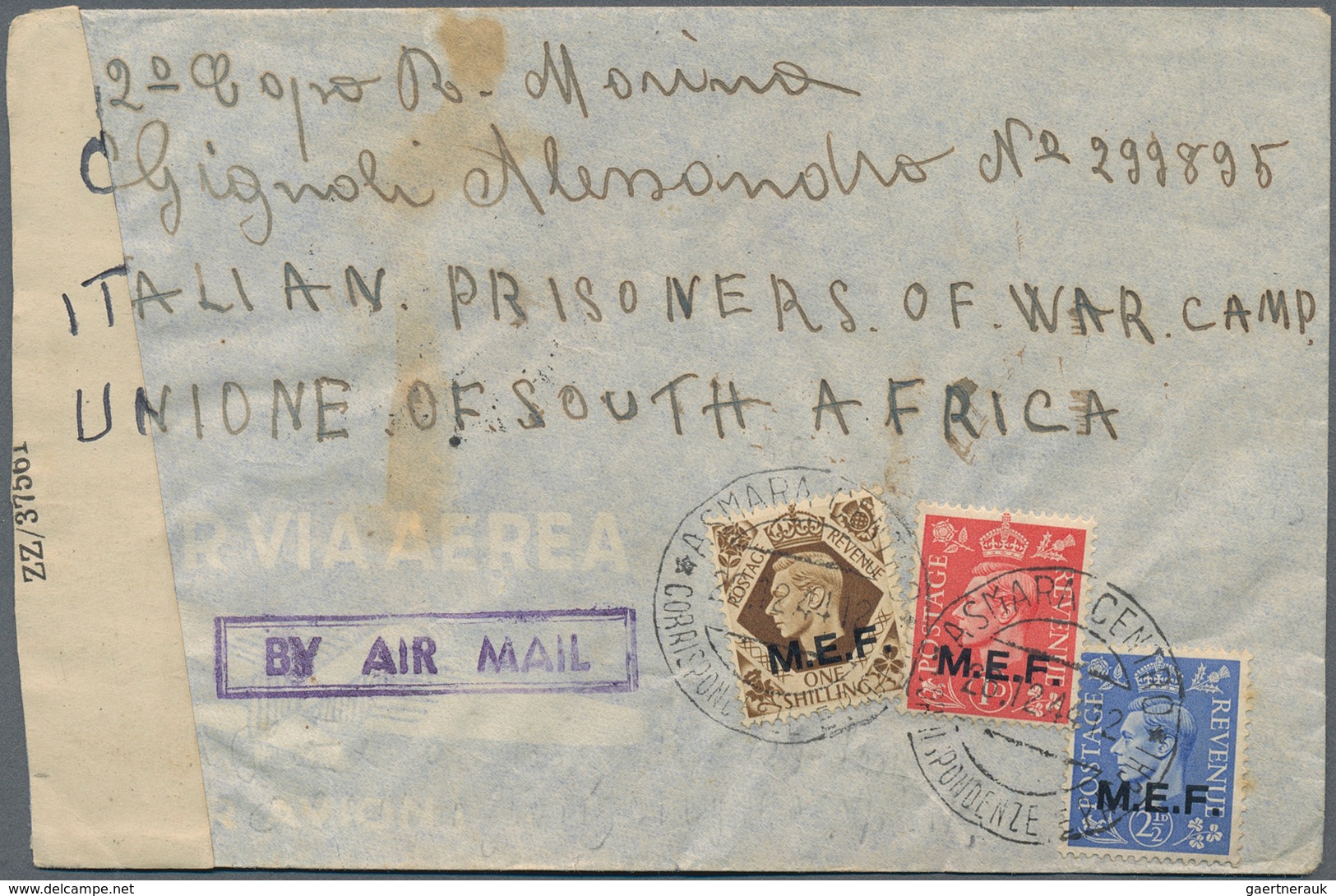 26784 Britische Militärpost II. WK: 1944/1945, Group Of 4 Airmail Covers, Each Franked With 1 D, 2 1/2 D A - Autres & Non Classés