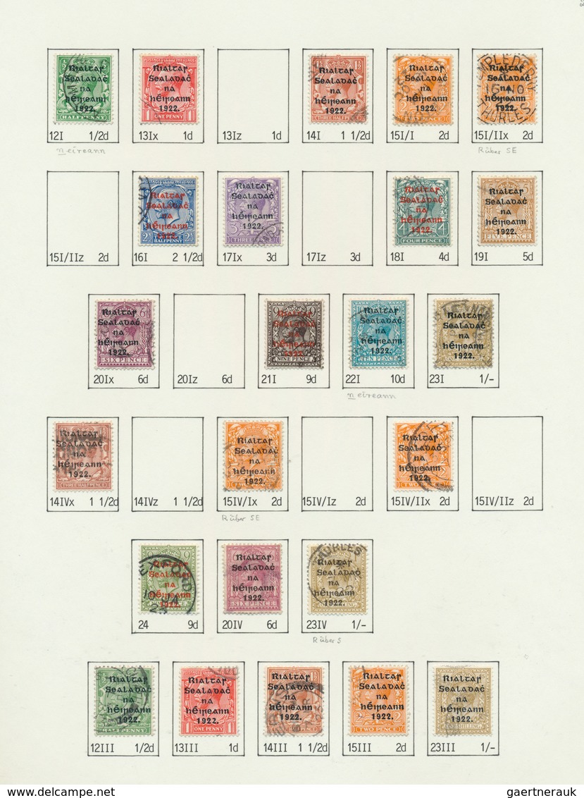 26819 Irland: 1922/1923, "Rialtas" And "Saorstat" Overprints, Used Assortment Of 80 Stamps (½pg. To 1sc.), - Lettres & Documents