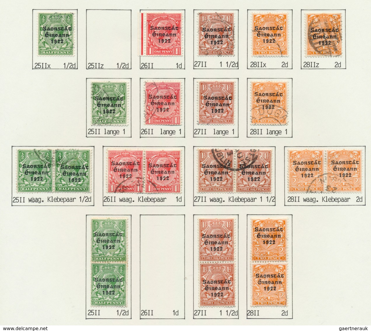 26819 Irland: 1922/1923, "Rialtas" And "Saorstat" Overprints, Used Assortment Of 80 Stamps (½pg. To 1sc.), - Lettres & Documents