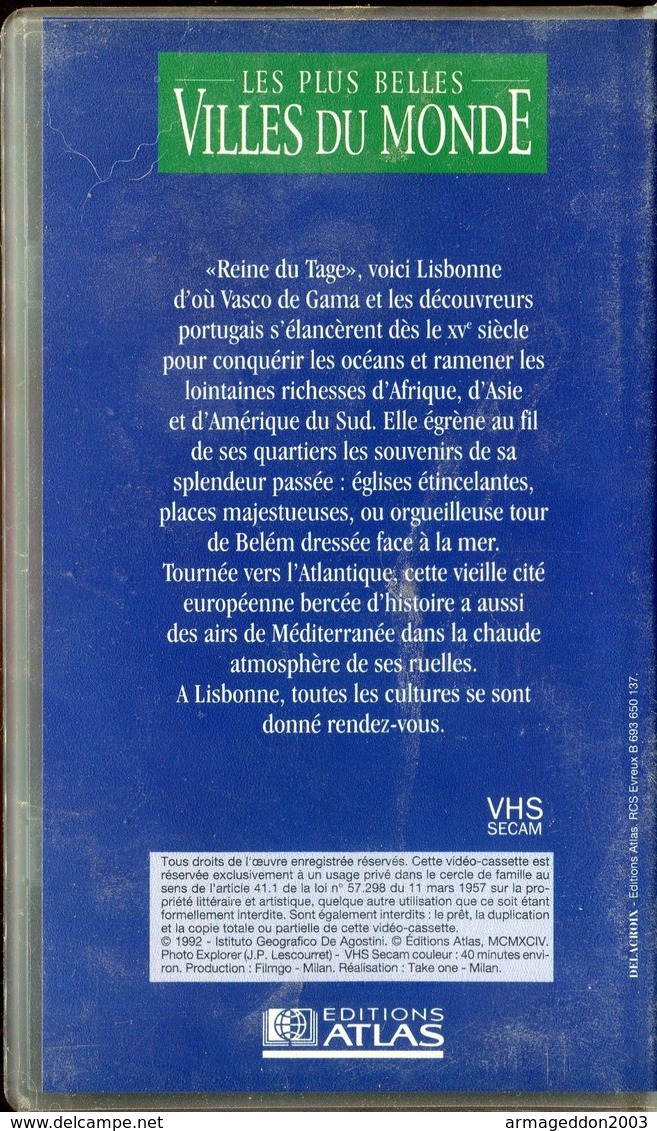 K7 VHS CASSETTE VIDEO - LES PLUS BELLES VILLES DU MONDE LISBONNE - Voyage