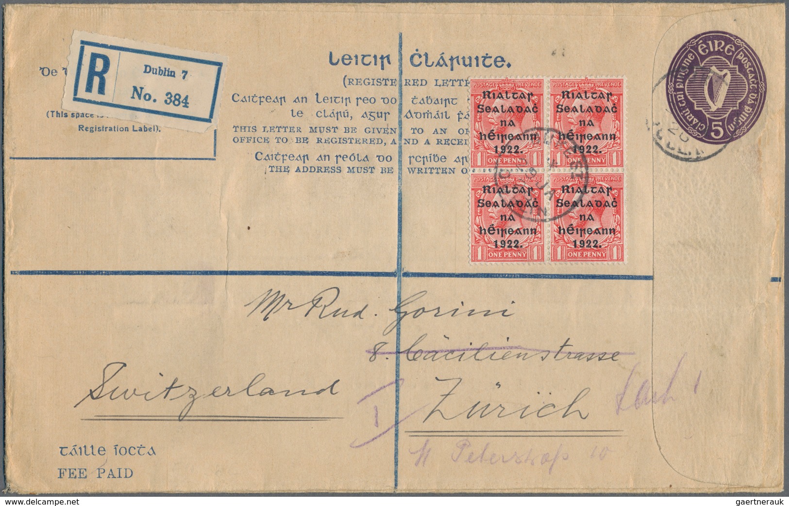 26848 Irland - Ganzsachen: 1922/2011, umfangreiche Spezial-Sammlung "Ganzsachen-Einschreibeumschläge" inkl