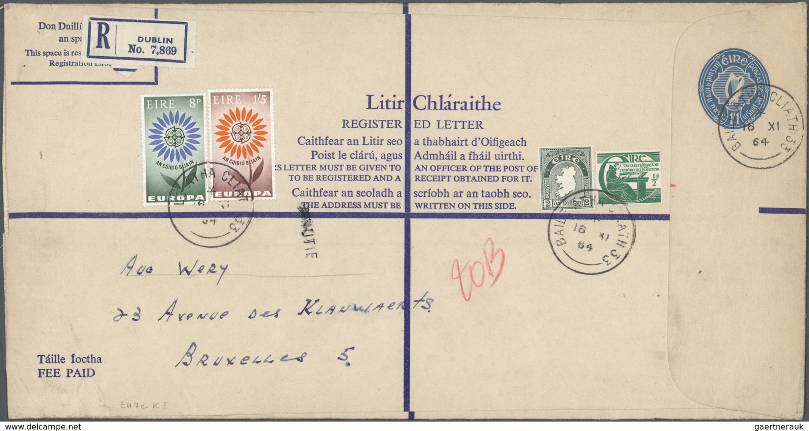 26856 Irland - Ganzsachen: 1962-69, Specialized Collection Of 45 Postal Stationery Registered Envelopes, W - Entiers Postaux