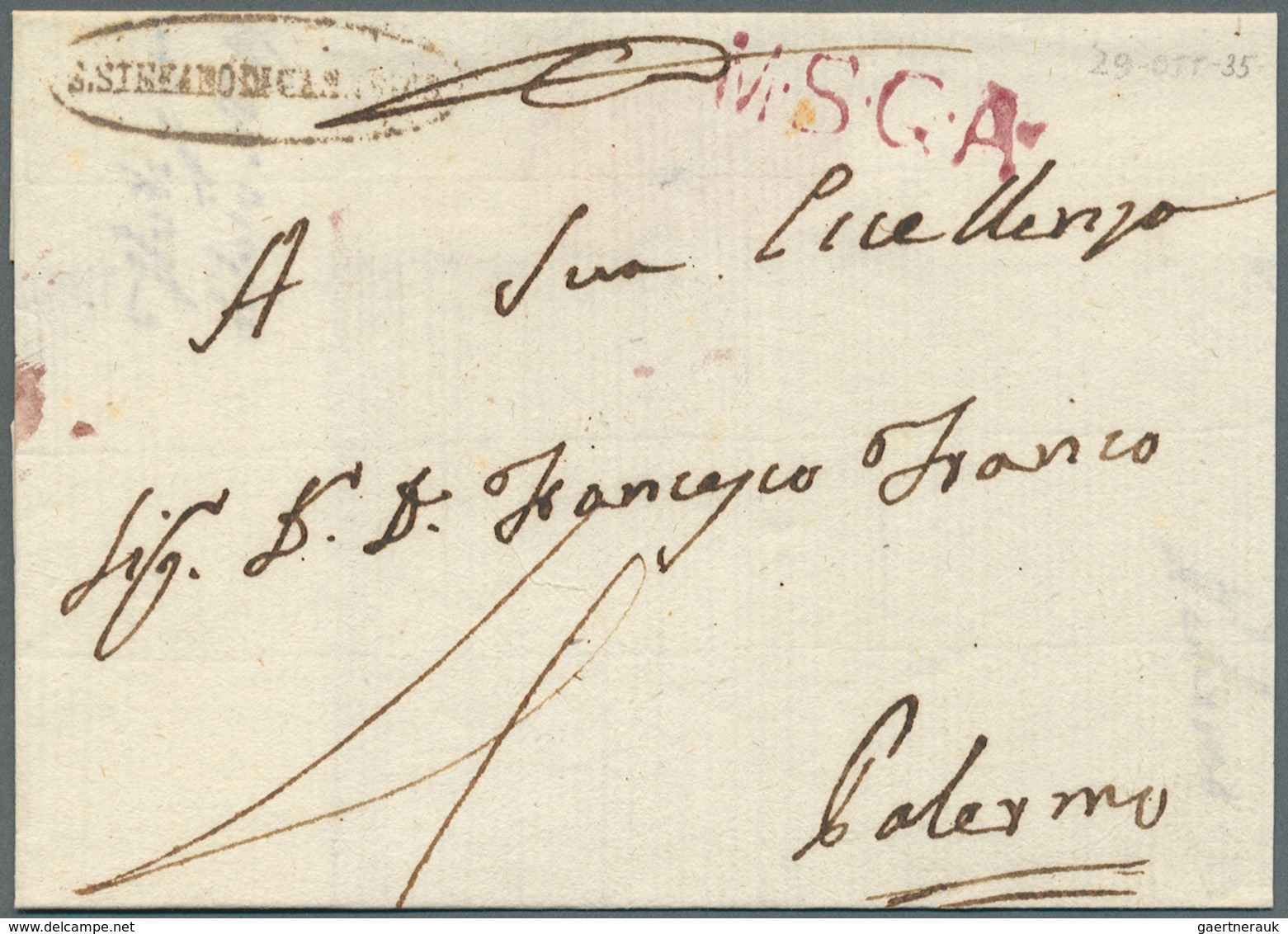 26881 Italien - Vorphilatelie: 1608/1850 SICILY: 70+ Letters With Some Rare Post Marks E.g. "BIANCAVILLA", - ...-1850 Préphilatélie