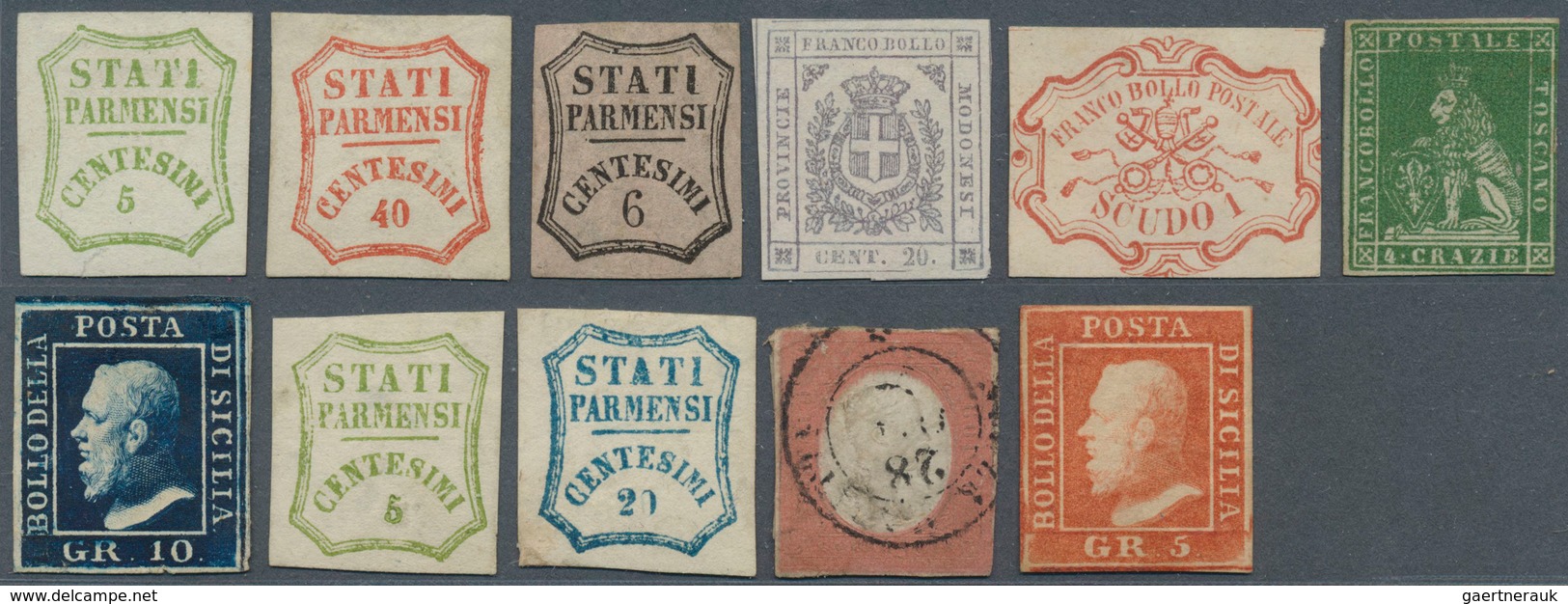 26892 Altitalien: 1854/1859, Mainly Mint Lot Of Nine Stamps (all Signed Resp. Certificate Resp. Notice Dr. - Collections