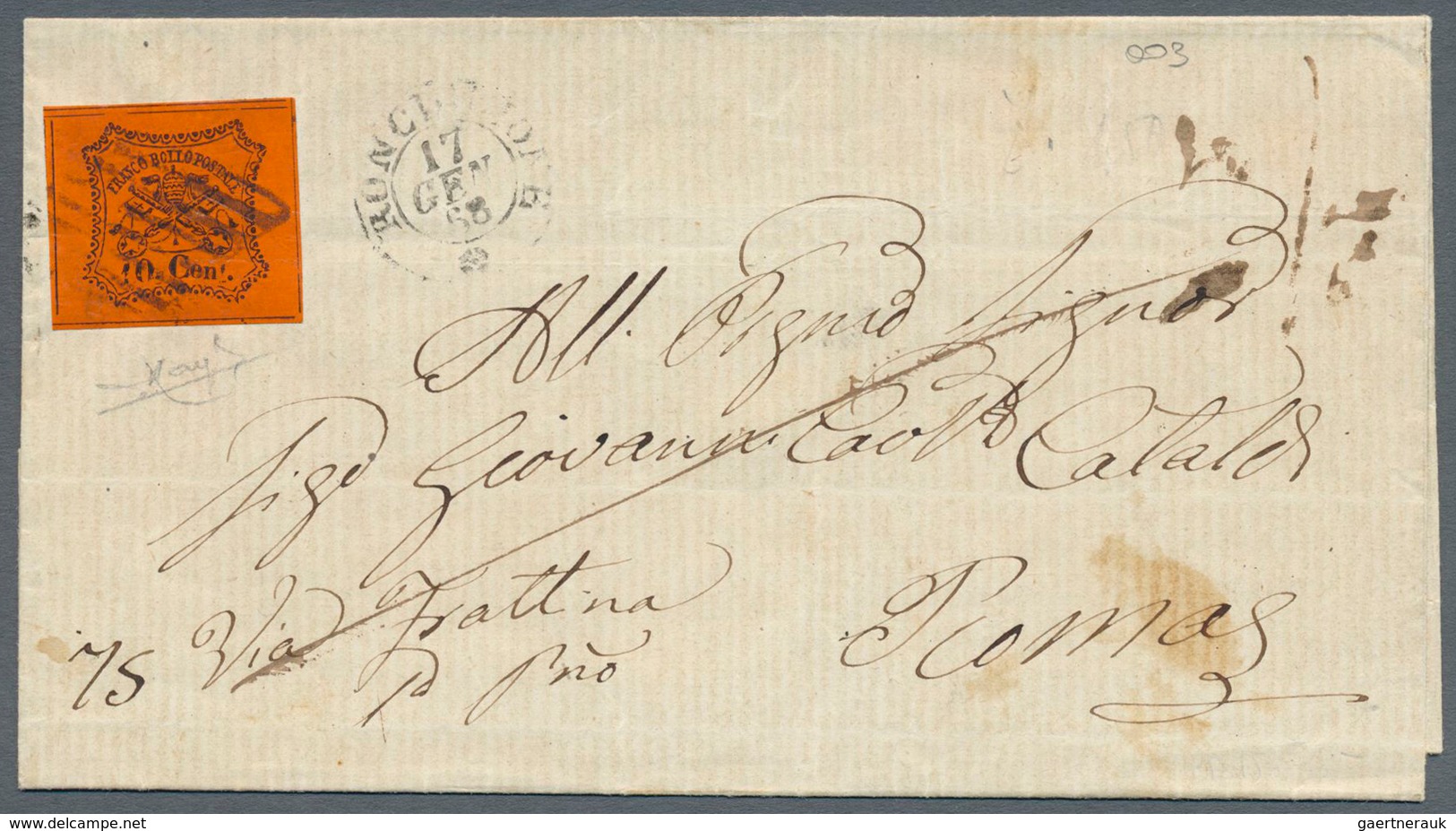 26903 Italien - Altitalienische Staaten: Kirchenstaat: 1867/1868: Lot With 12 Letters (and One Front) With - Etats Pontificaux