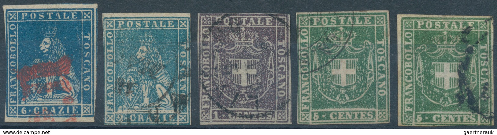 26910 Italien - Altitalienische Staaten: Toscana: 1851/1860, Lot Of 38 Used Stamps Showing A Good Diversit - Toscane