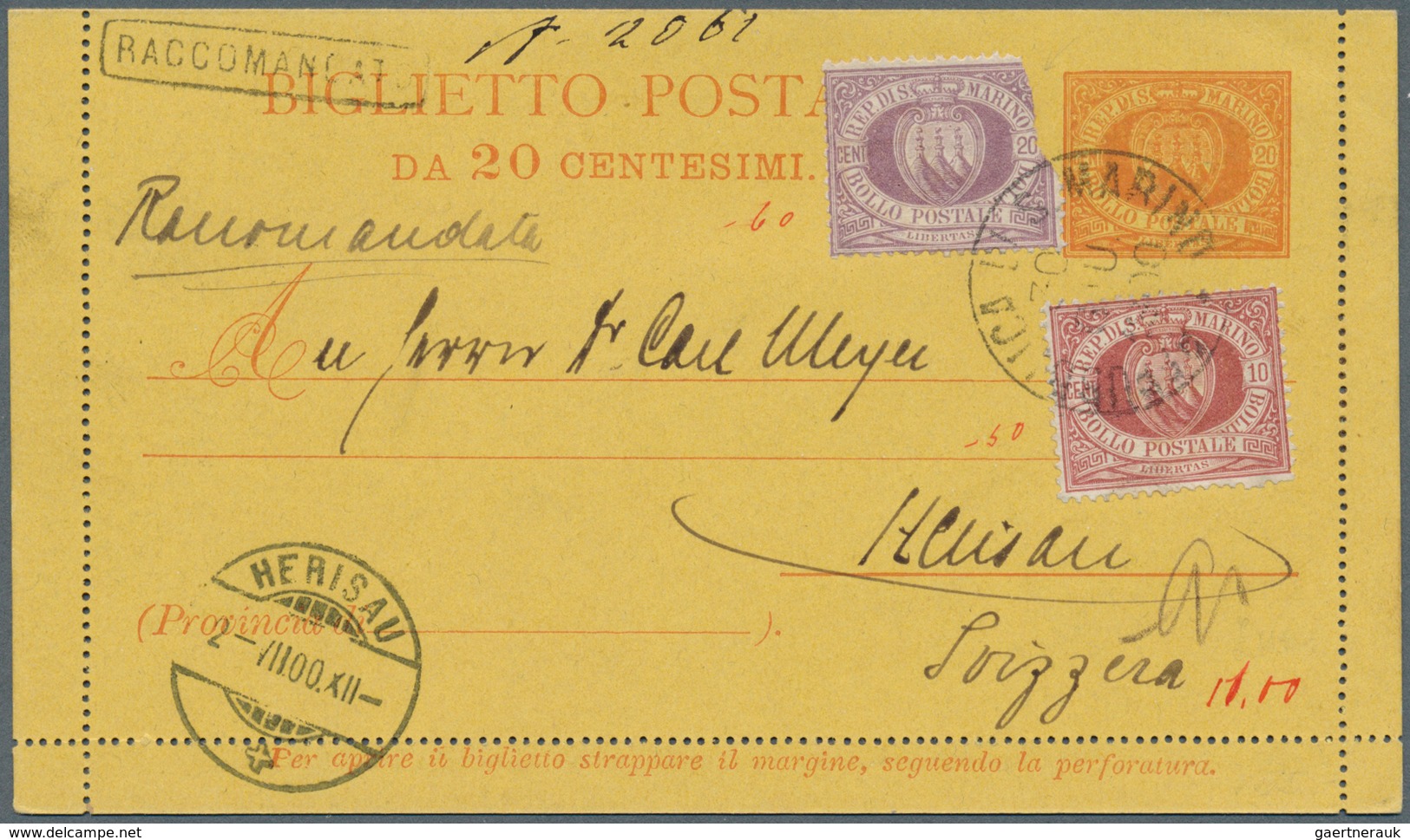 26912 Italien: 1808/1920, Italian Area, Lot Of Seven Better Entires (single Lots), Comprising San Marino U - Marcophilie