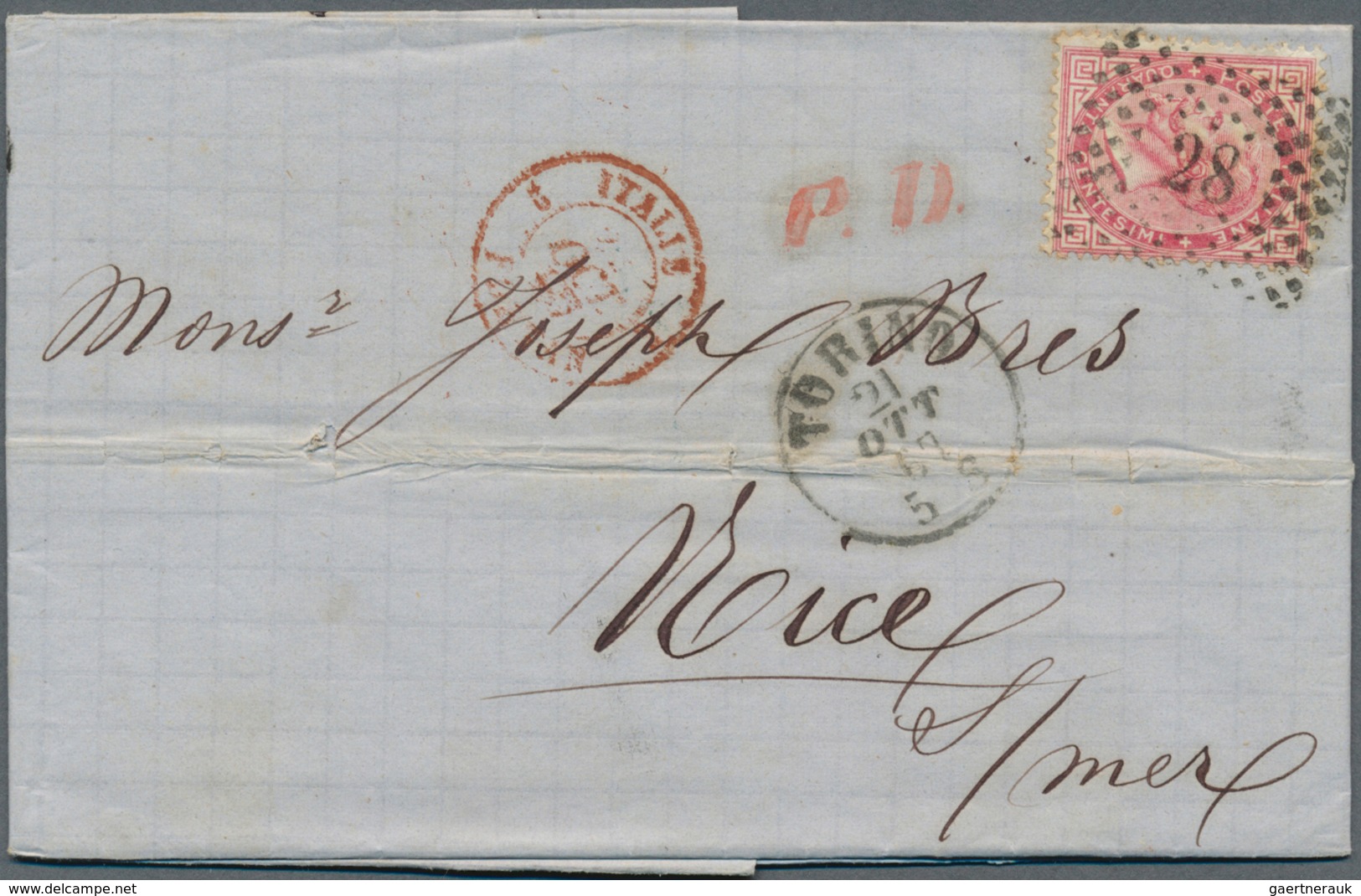 26913 Italien: 1818/1860, Interesting Lot Of Ca. 23 Folded Letters Abroad With Many TRANSIT-handstamps, Mo - Marcophilie