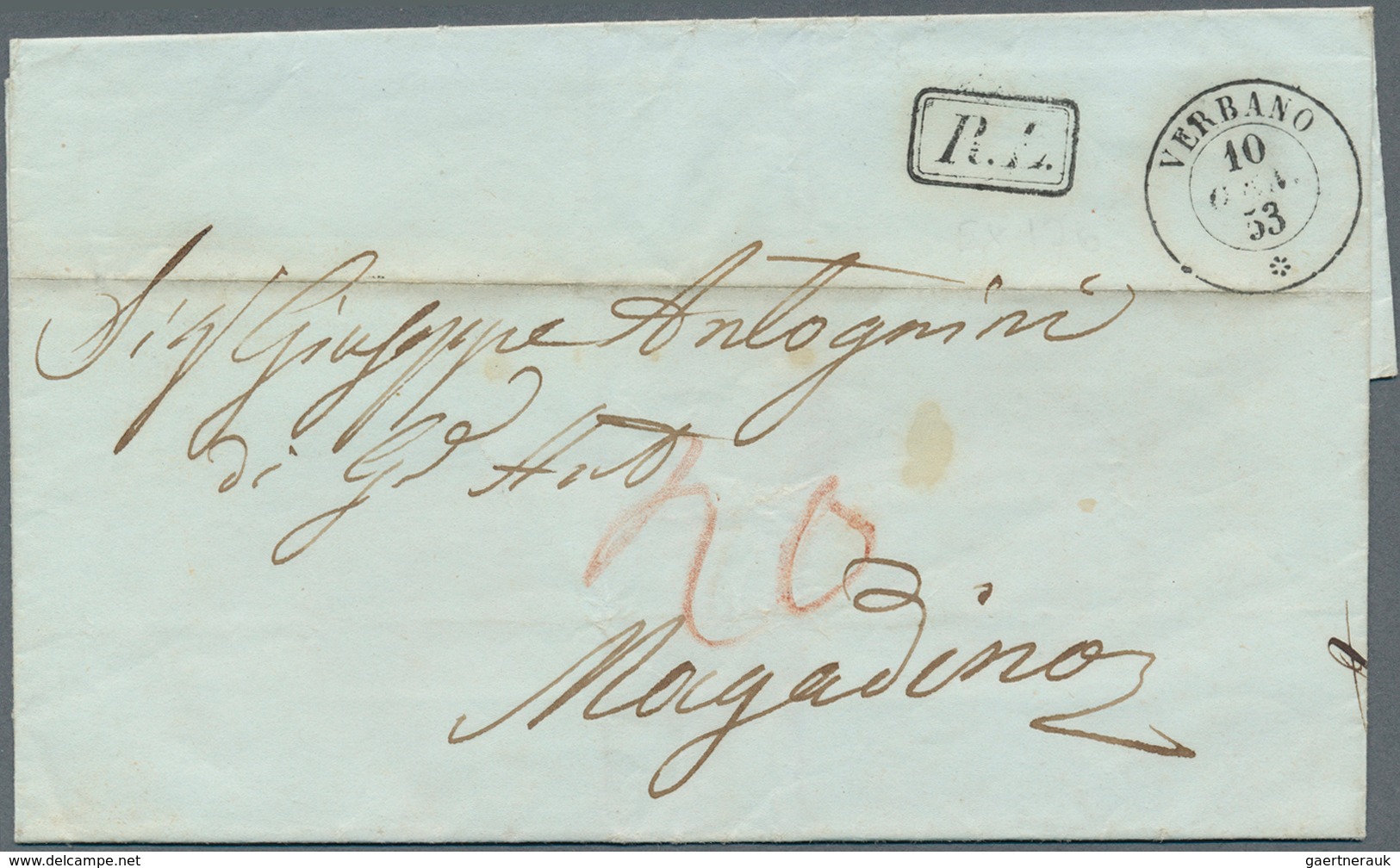 26913 Italien: 1818/1860, interesting lot of ca. 23 folded letters abroad with many TRANSIT-handstamps, mo