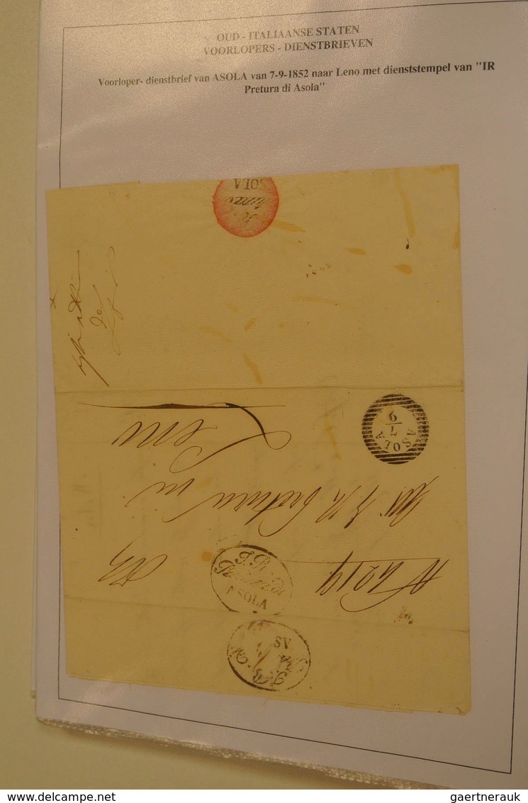 26914 Italien: 1843/65: Small collections letters Italy 1843-1865, frontrunners, service etc. 24 Pieces. O