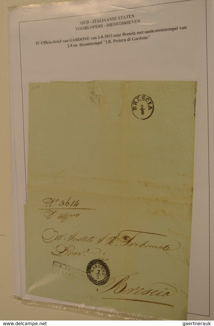 26914 Italien: 1843/65: Small collections letters Italy 1843-1865, frontrunners, service etc. 24 Pieces. O