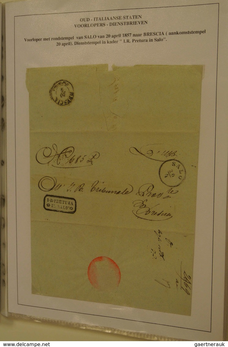 26914 Italien: 1843/65: Small collections letters Italy 1843-1865, frontrunners, service etc. 24 Pieces. O