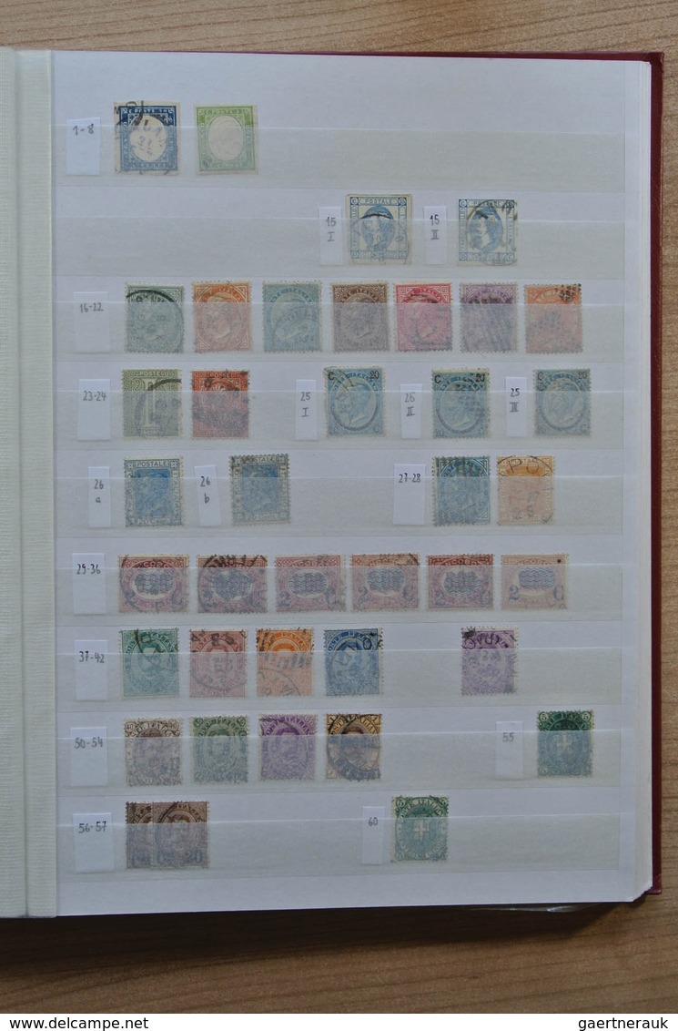 26918 Italien: 1852-1990. Stockbook with a nice used collection Italy and old Italian States 1852-1990.