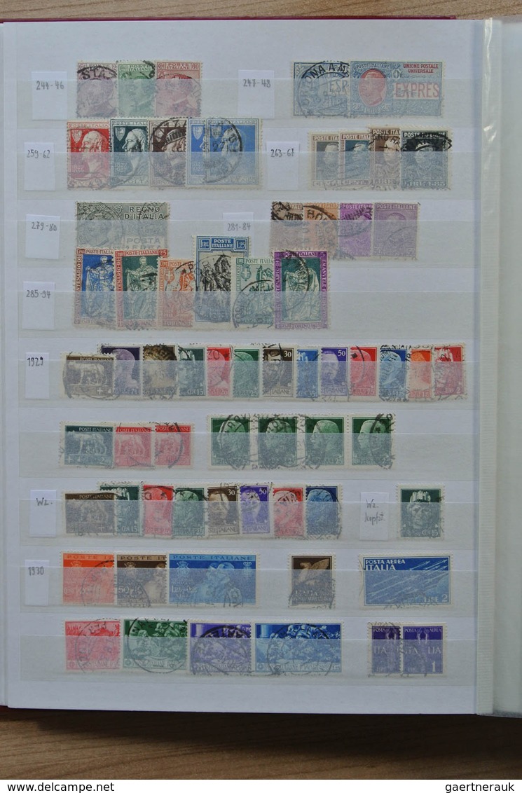 26918 Italien: 1852-1990. Stockbook with a nice used collection Italy and old Italian States 1852-1990.