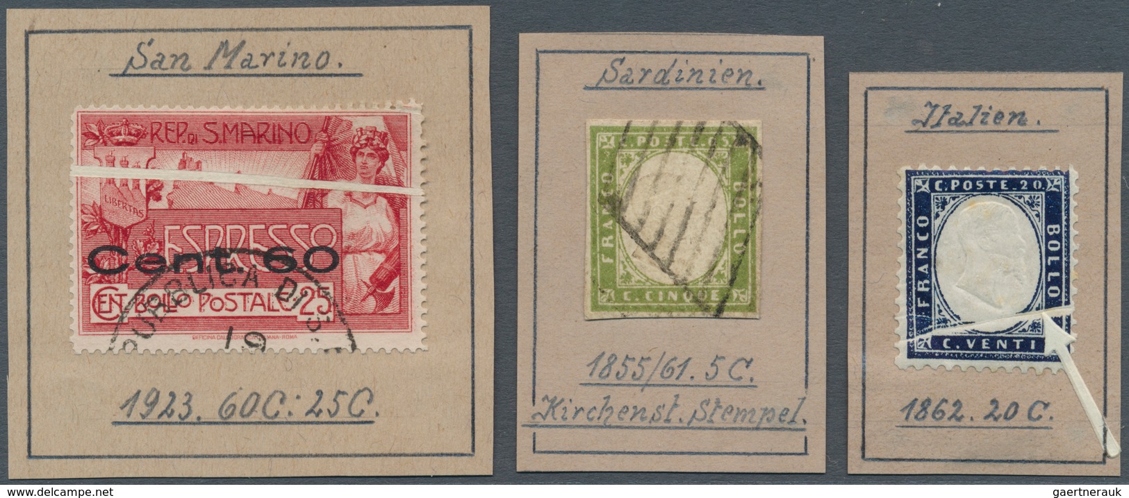 26921 Italien: 1855/1924 (ca.), Italy/Area, Specialised Assortment Of 55 Stamps Showing Varieties/speciali - Marcophilie