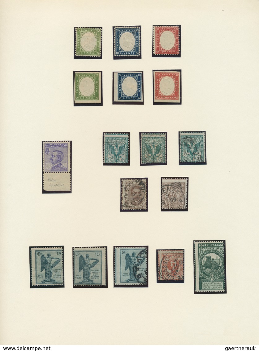 26931 Italien: 1861/1955, SPECIALITIES/VARIETIES, Collection Of Apprx. 90 Stamps On Album Pages, Showing G - Marcophilie