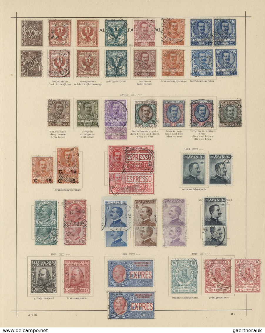 26934 Italien: 1861/1911, Used And Mint Collection On Ancient Schaubek Album Pages, Comprising A Marvellou - Marcophilie