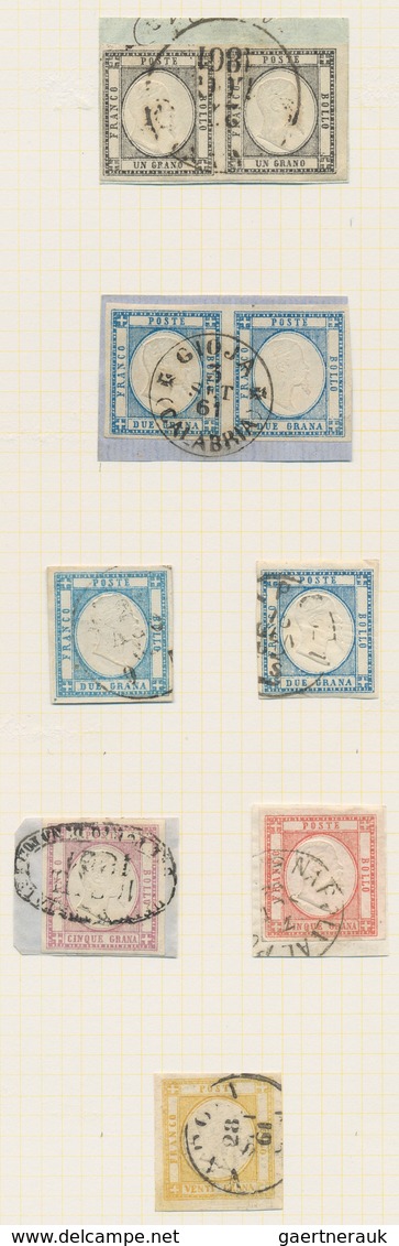 26938 Italien: 1861, Issue For The Neapolitan Province, Petty Used Collection Of Nine Stamps (incl. Two Ho - Marcophilie