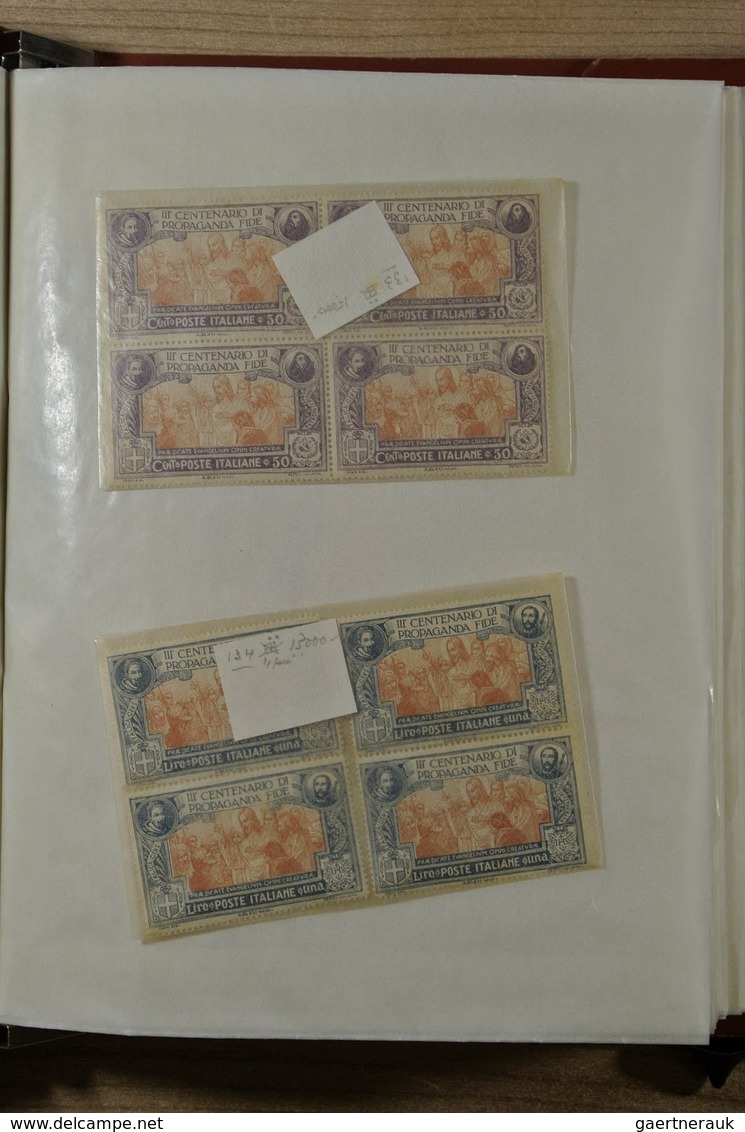 26947 Italien: 1863/1980: Wonderful and very unusual mint never hinged collection in blocs of 4, form the