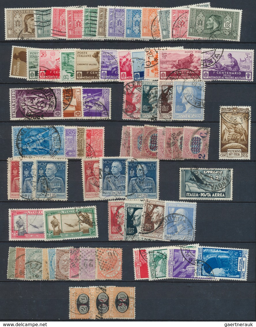 26949 Italien: 1863/1941, Used Assortment Of Apparently Only Complete Issues Incl. Better Sets Like Sass. - Marcophilie