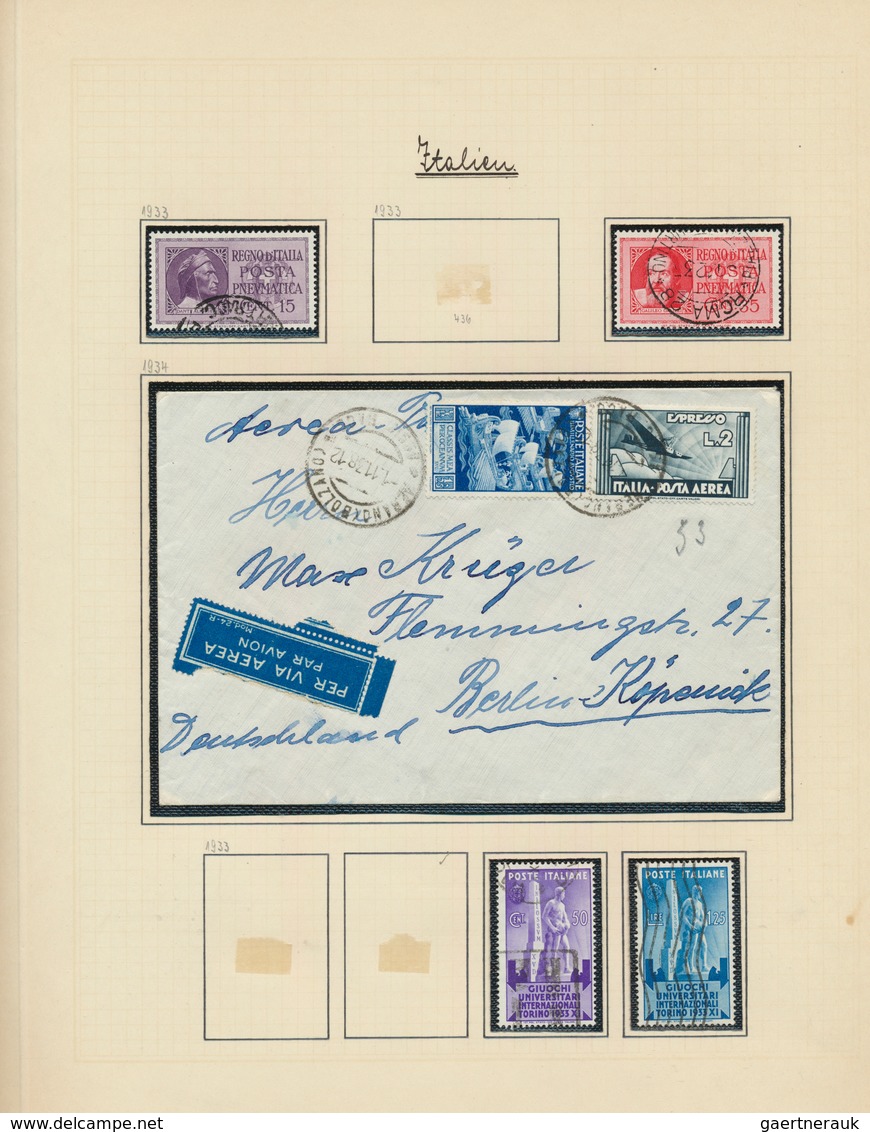 26950 Italien: 1863/1938, Used Collection On Album Pages With Many Interesting Issues, Definitive Sets Up - Marcophilie