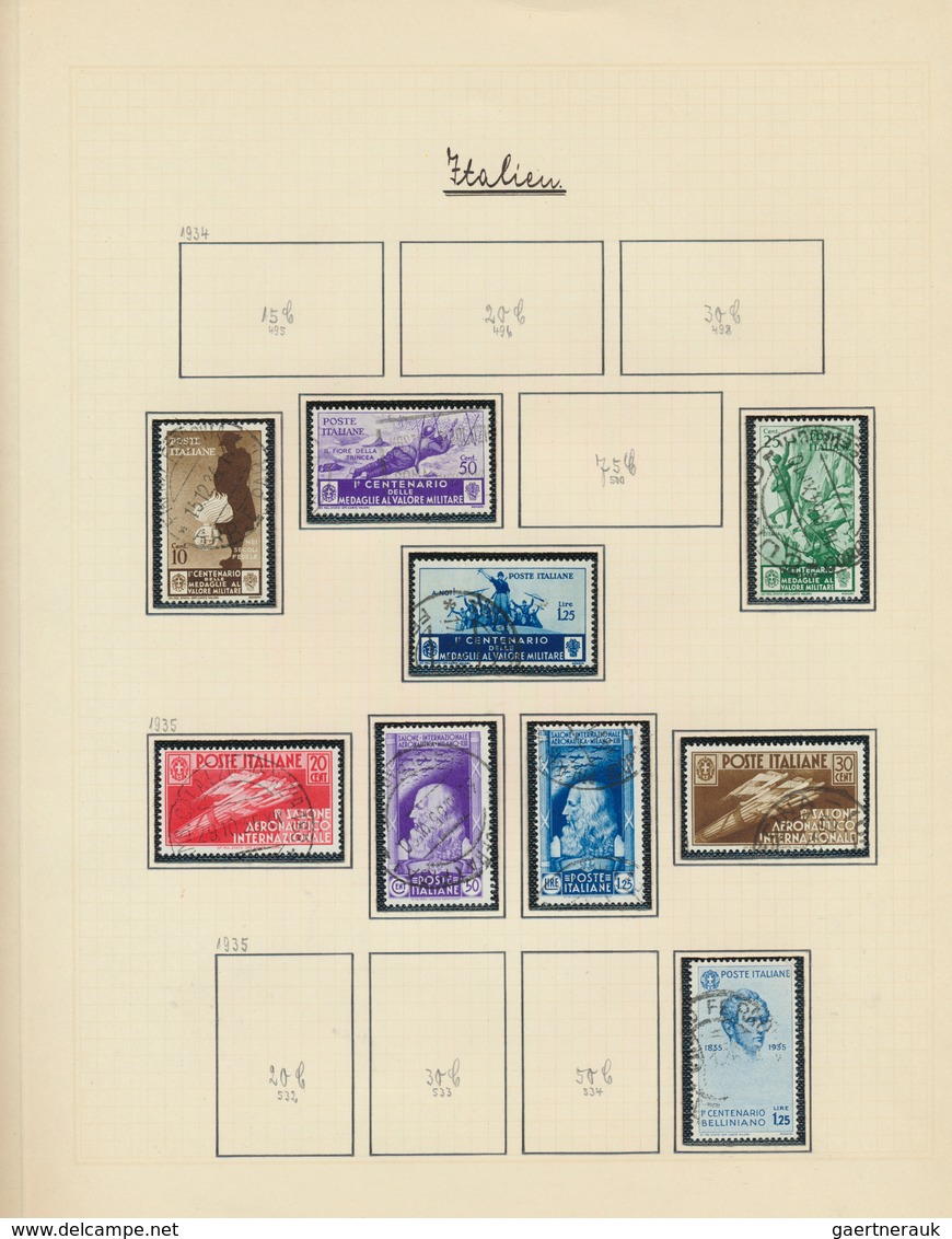 26950 Italien: 1863/1938, Used Collection On Album Pages With Many Interesting Issues, Definitive Sets Up - Marcophilie