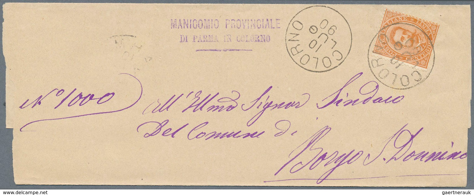 26957 Italien: 1880/1895 (ca.), 7 Gemeindebriefe Mit Verschiedenen Frankaturen, Stempeln Und Adressaten, A - Marcophilie