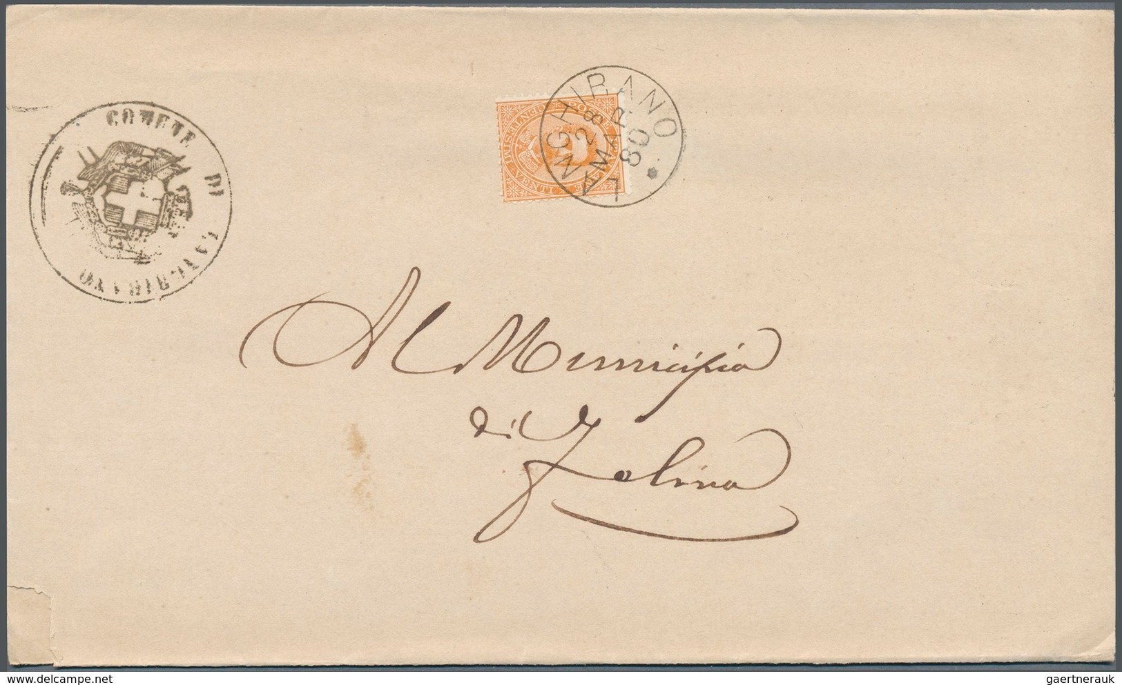 26957 Italien: 1880/1895 (ca.), 7 Gemeindebriefe Mit Verschiedenen Frankaturen, Stempeln Und Adressaten, A - Marcophilie