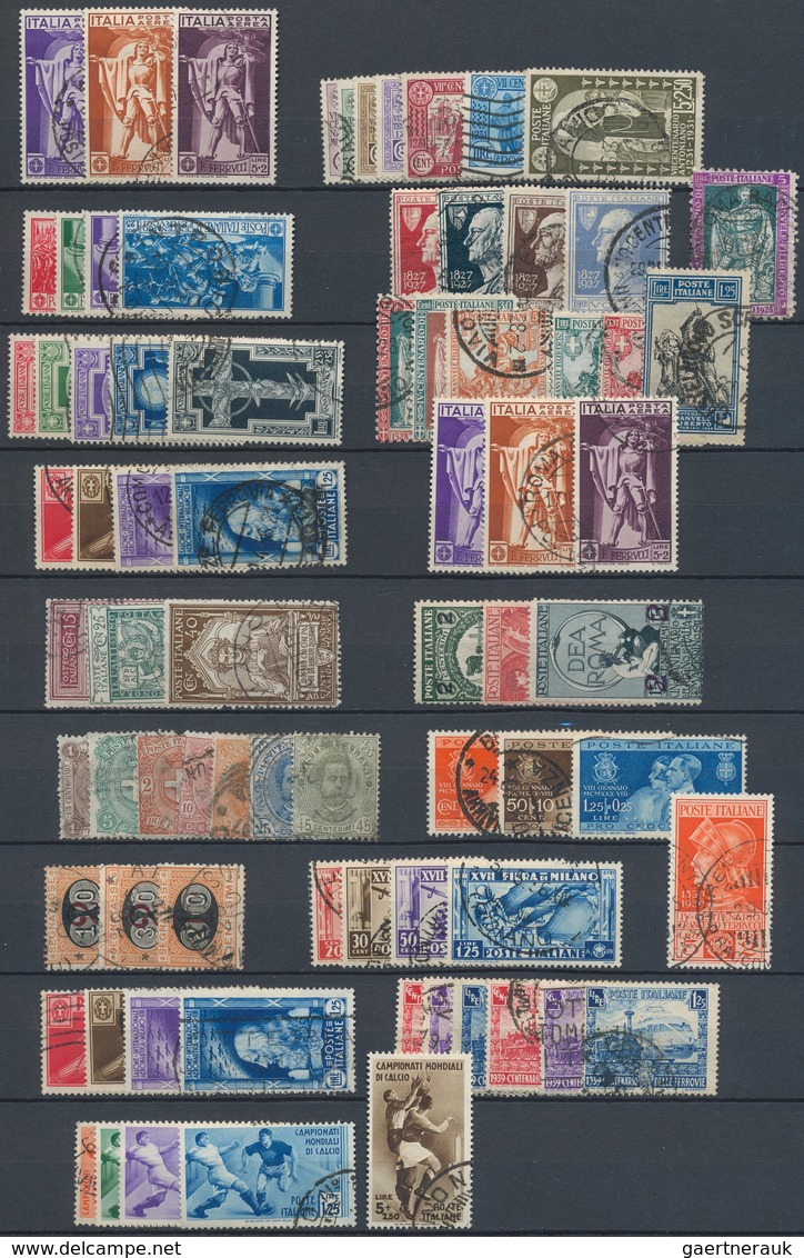 26962 Italien: 1891/1939, Used Assortment Of Apparently Only Complete Issues Incl. Better Sets Like Sass. - Marcophilie