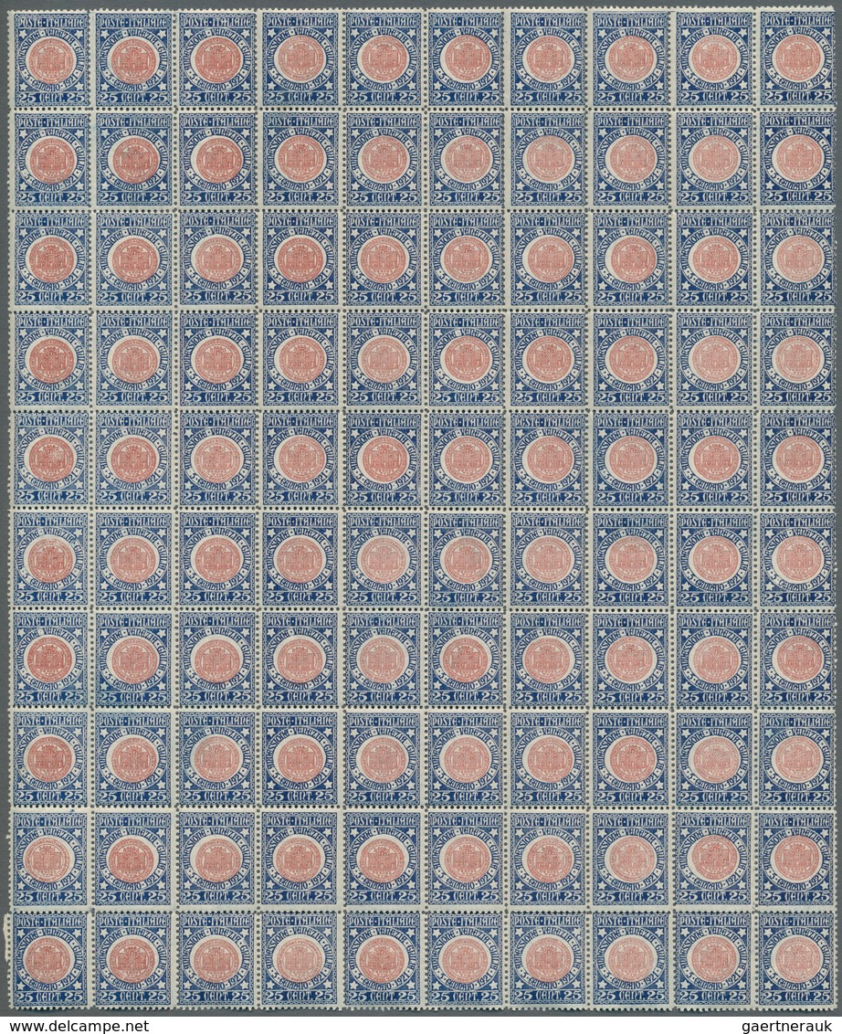 26980 Italien: 1921, "Annessione Della Venezia Giulia" Complete Set Of 3 Values, Each In 7 Complete Sheets - Marcophilie