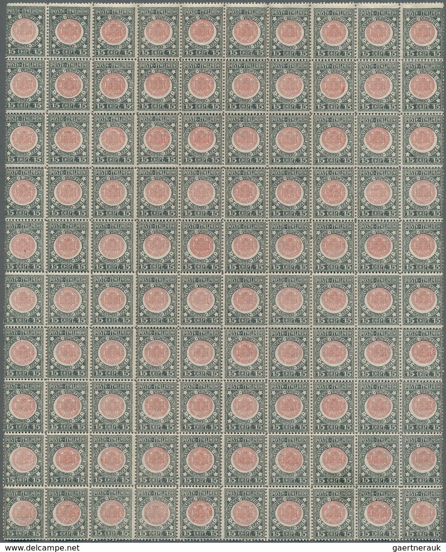 26980 Italien: 1921, "Annessione della Venezia Giulia" complete set of 3 values, each in 7 complete sheets