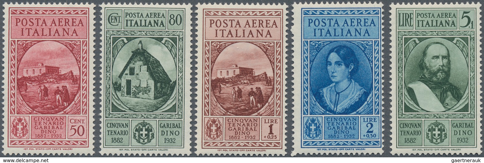 26989 Italien: 1932, Garibaldi Airmail Set Of Five In A Lot With 52 Complete Sets Incl. Some In Larger Blo - Marcophilie